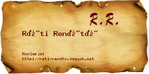 Réti Renátó névjegykártya